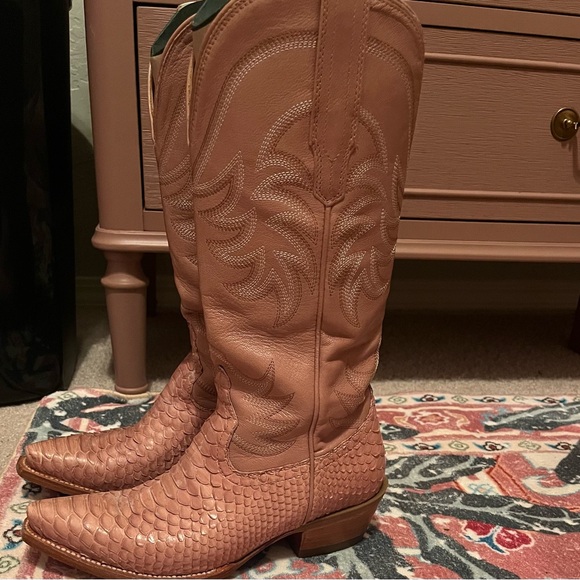 Tecovas Annie Dusty Rose Python Boots 6.5 - Picture 4 of 9